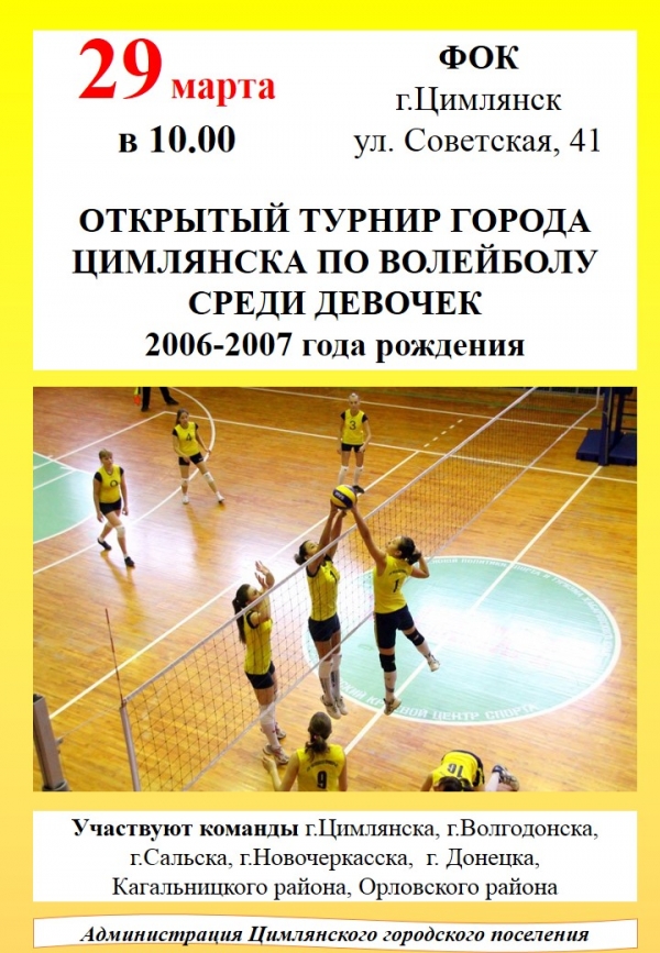 Открытый турнир города Цимлянска по волейболу среди девочек 2006-2007 г.р.